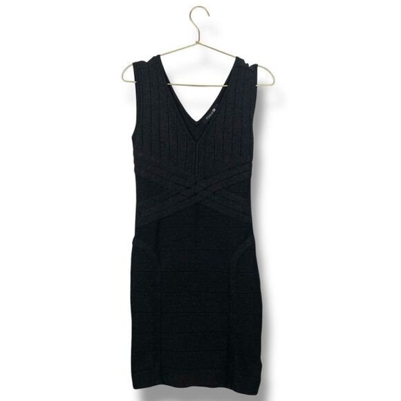 Forever 21 Black Silver Sleeveless Contour Sweater Dress Size Large 127 - Picture 1 of 8